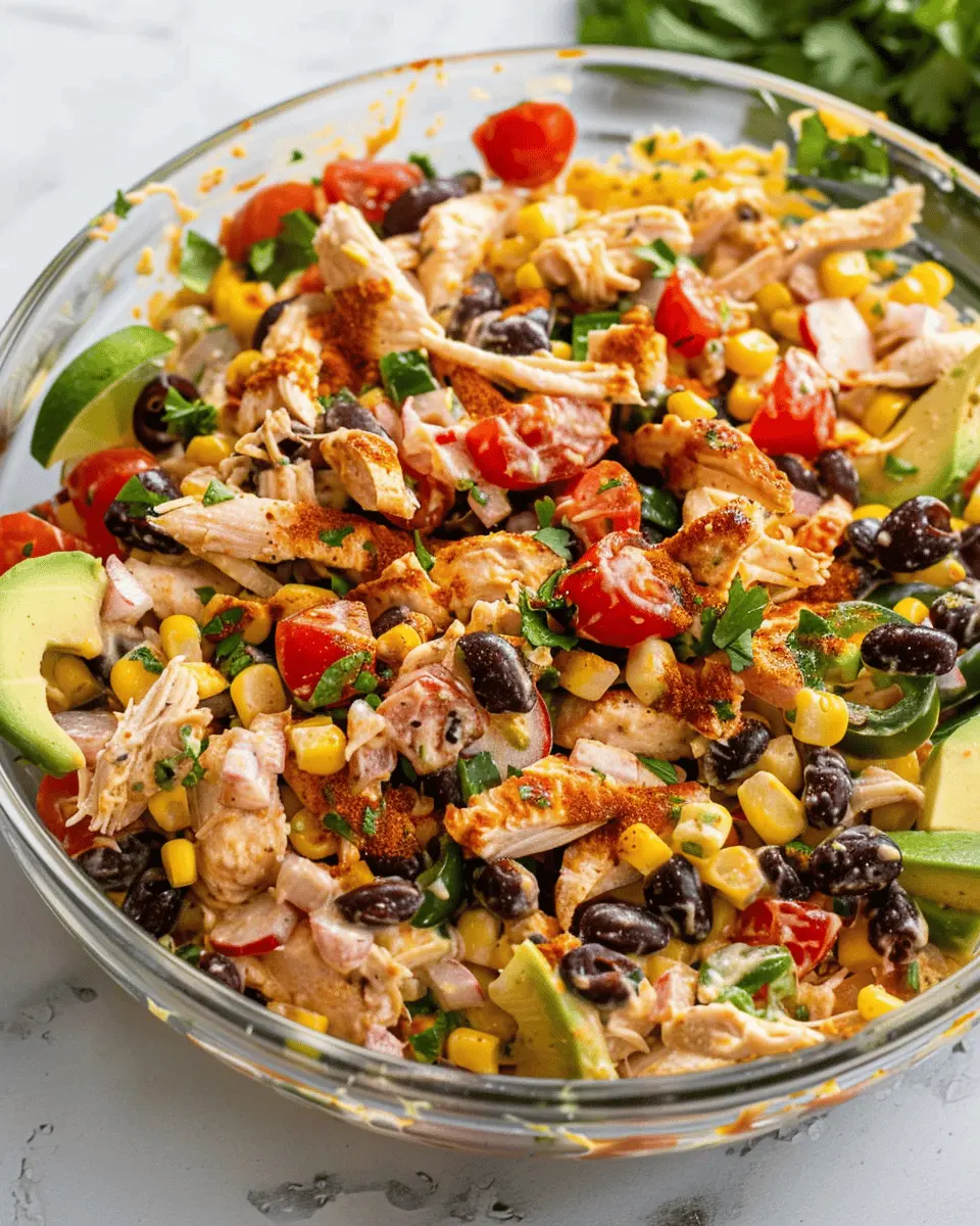 Quick Southwest Chicken Salad with Turkey Bacon and Avocado Goodness