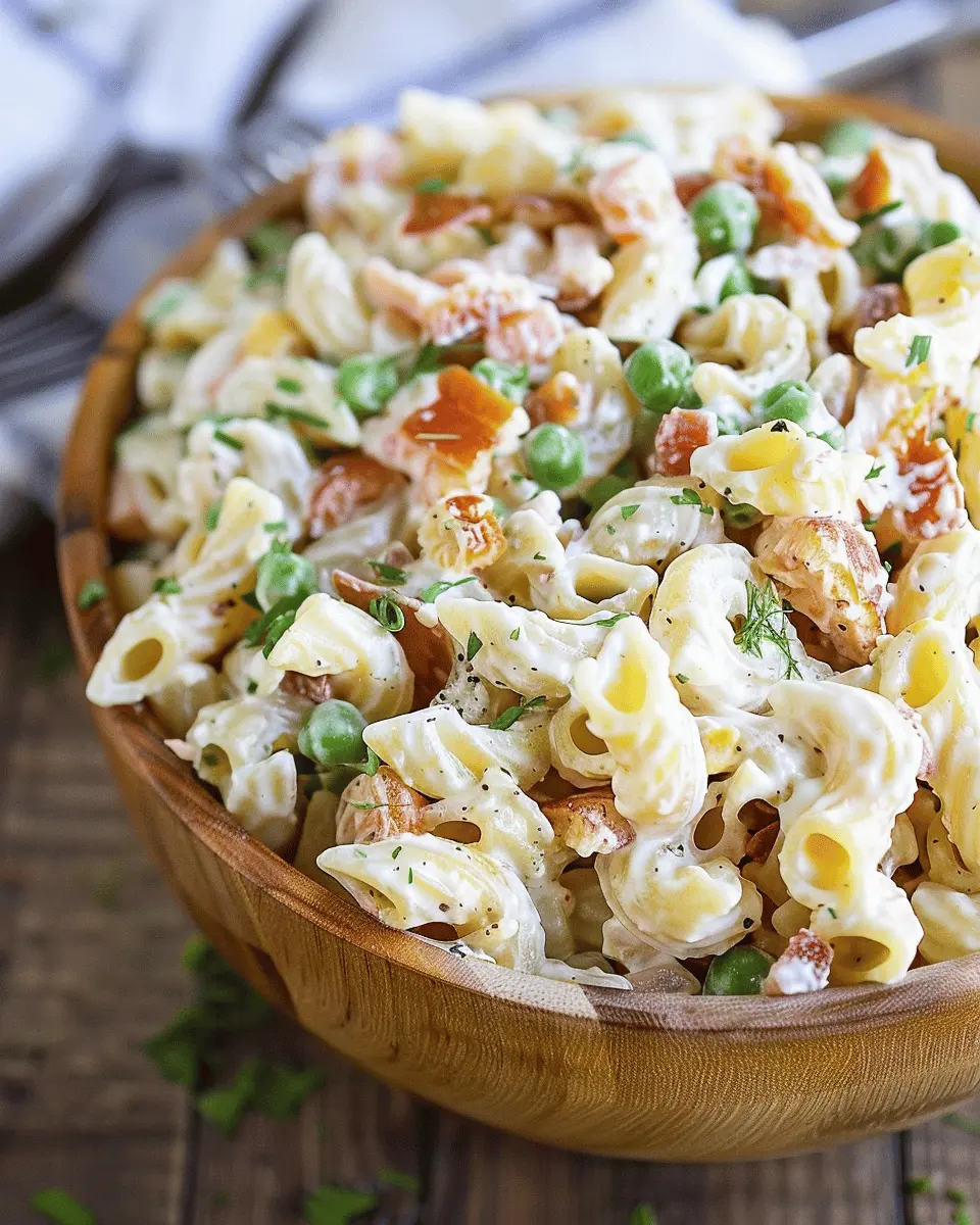 Creamy Pasta Salad with Turkey Bacon and Chicken Ham Delight