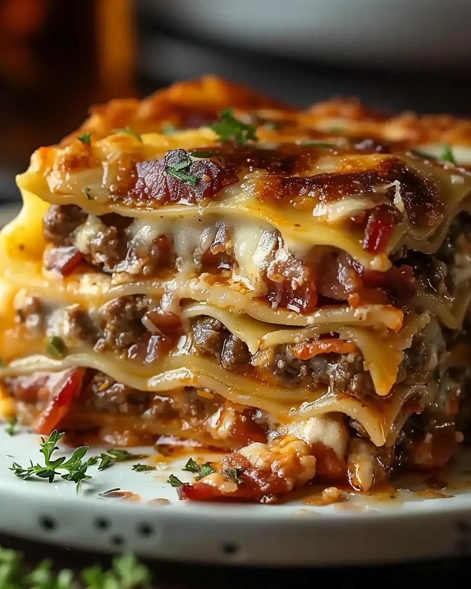 Parmesan Garlic Turkey Bacon Cheeseburger Lasagna Recipe: A Cheesy Indulgence