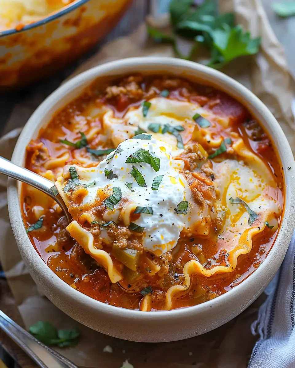 Lasagna Soup: The Best Comfort Food with Turkey Bacon and Chicken Ham