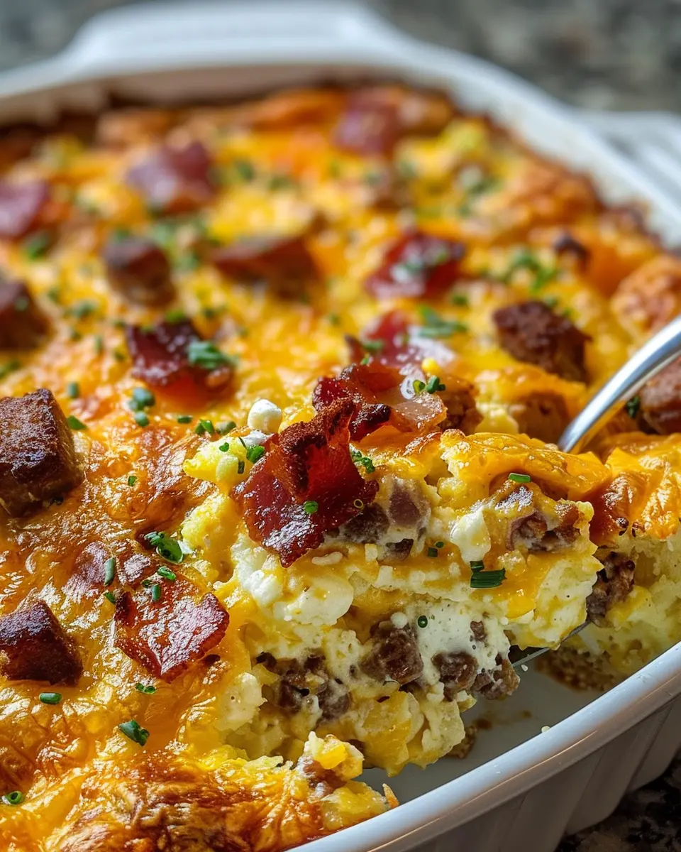 Crack Breakfast Casserole: Easy Turkey Bacon &amp; Chicken Ham Delight