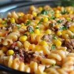 Loaded Cheddar Ranch Beef and Sweet Corn Rotini Bake