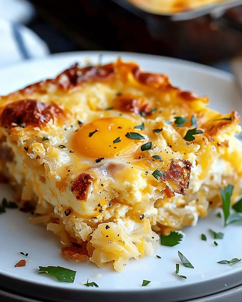 Best Breakfast Casserole: Hash Browns &amp; Eggs with Turkey Bacon
