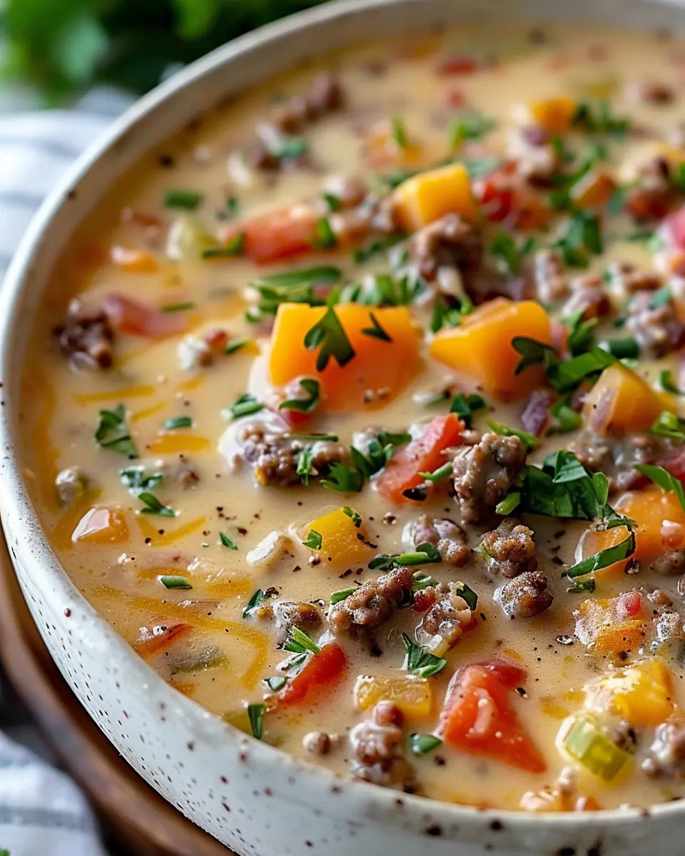 Cheeseburger Soup Recipe: Indulgent Comfort with Turkey Bacon