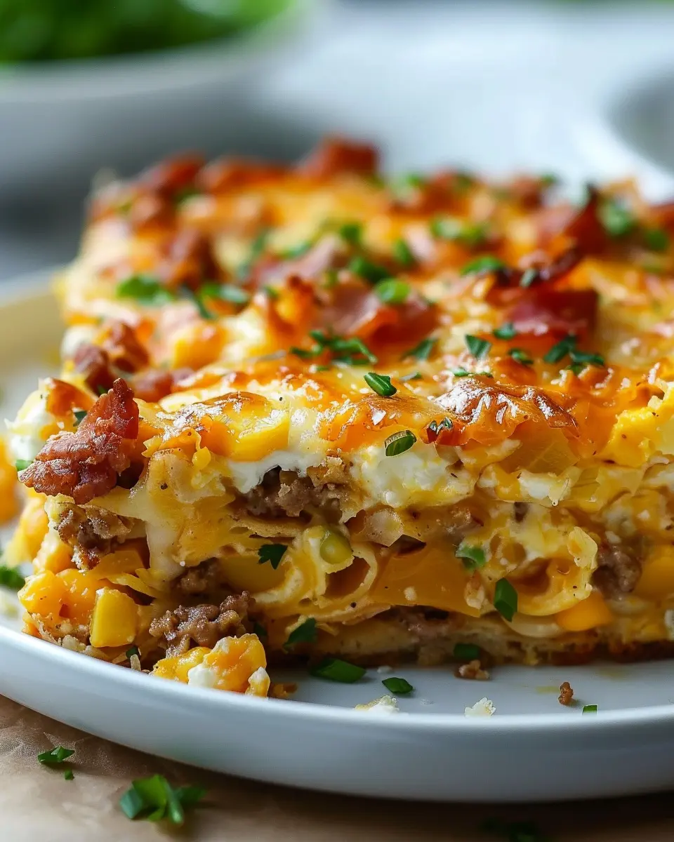 Ultimate Overnight Breakfast Casserole with Turkey Bacon and Chicken Ham