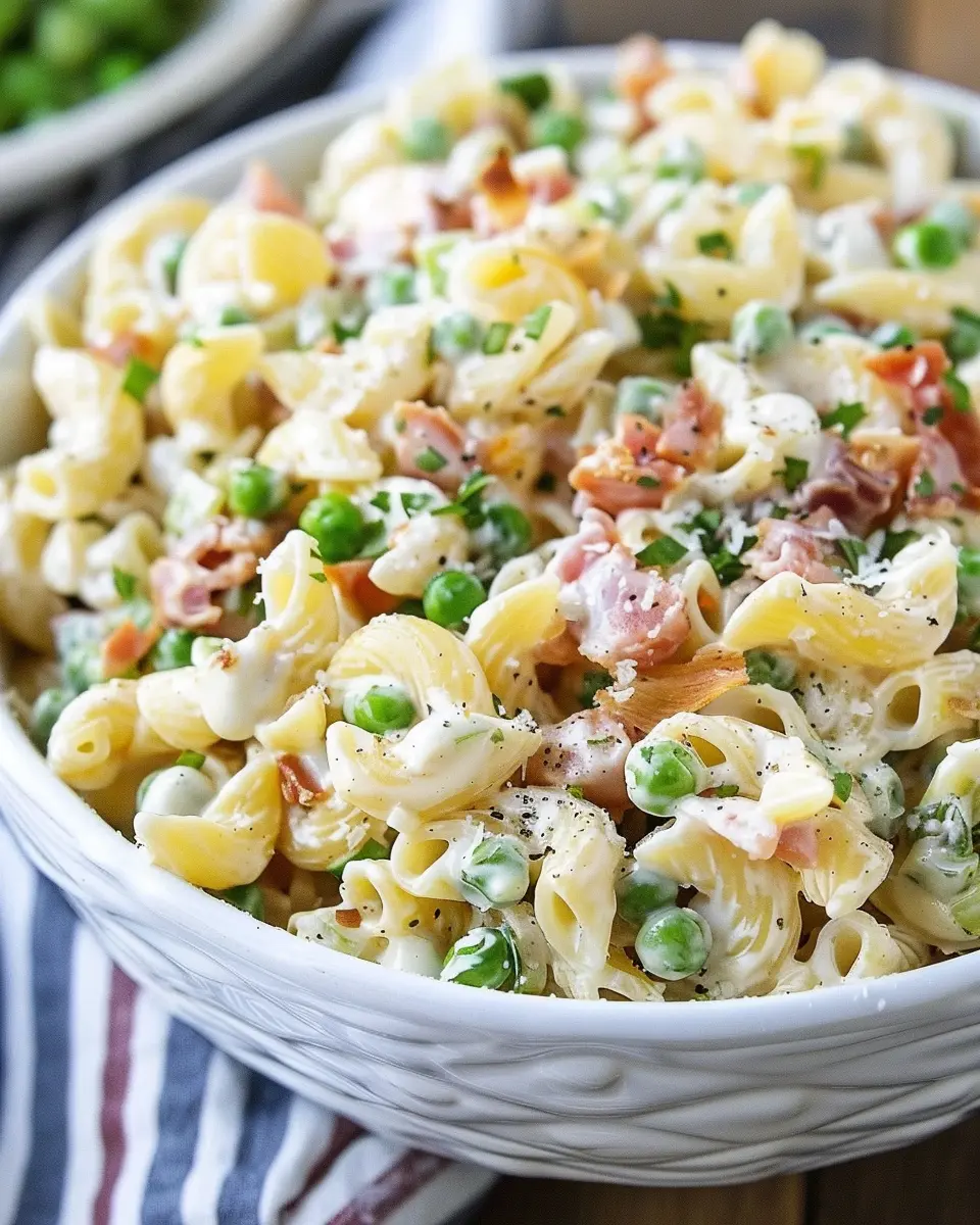 Creamy Pasta Salad with Turkey Bacon and Chicken Ham Delights