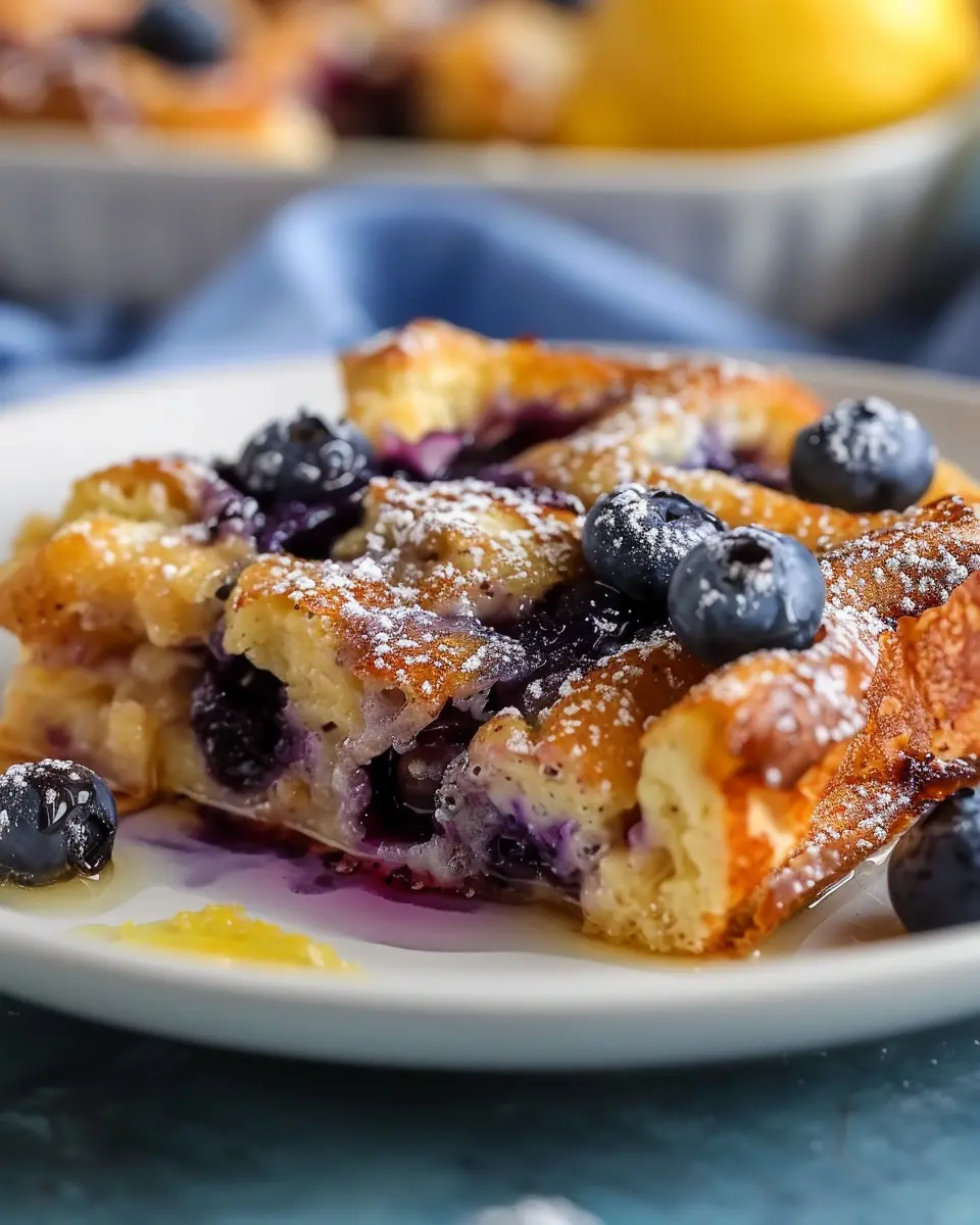 Pioneer Woman Blueberry Lemon French Toast Casserole Overnight Delight with Turkey Bacon