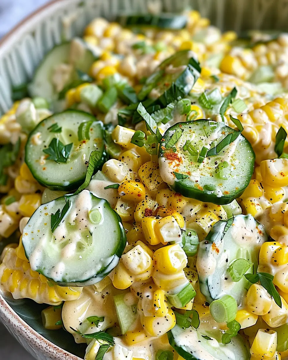 Street Corn Creamy Cucumber Salad with Turkey Bacon Bliss
