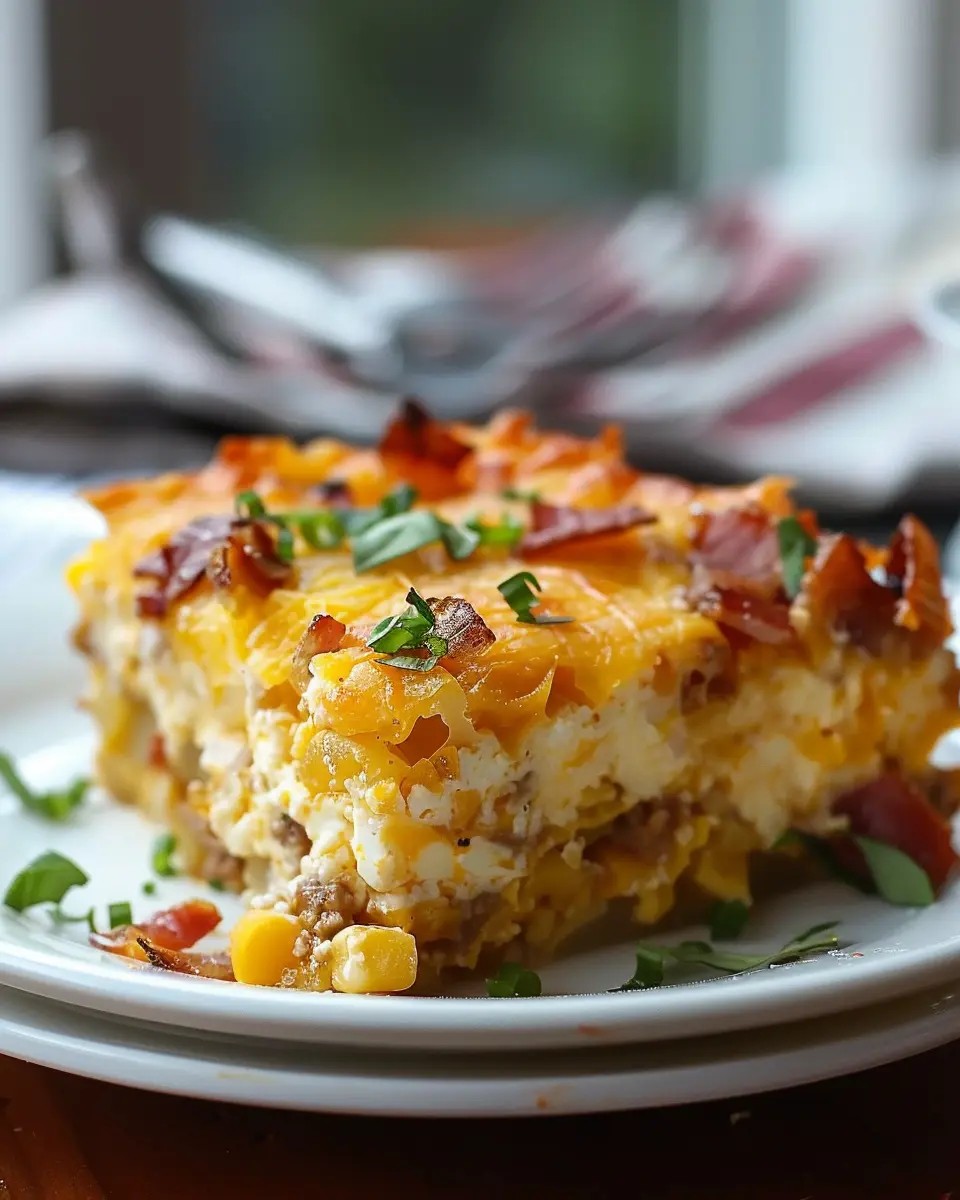 Breakfast Casserole Delight: Easy Turkey Bacon &amp; Chicken Ham Twist