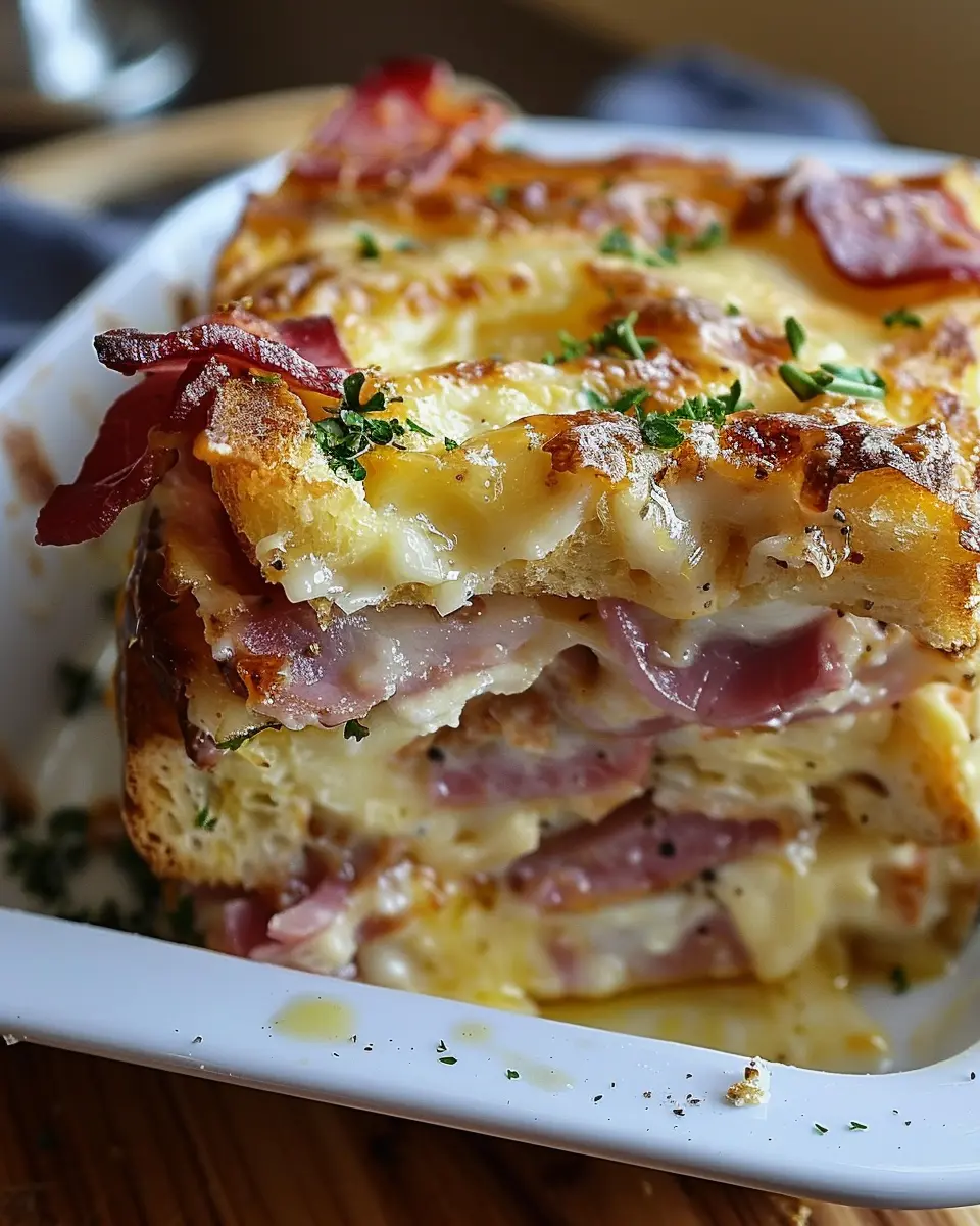 Monte Cristo Breakfast Casserole: Easy Turkey Bacon &amp; Chicken Ham Delight
