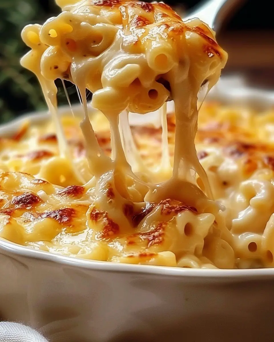 Mac and Cheese Made Indulgent with Turkey Bacon and Chicken Ham