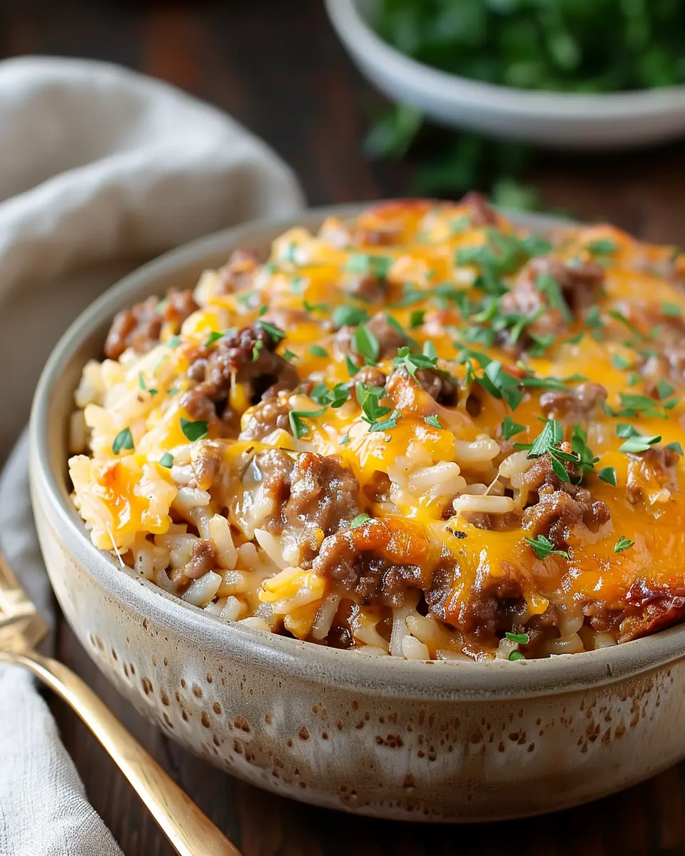 Cheesy Ground Beef and Rice Casserole: A Comforting Family Favorite