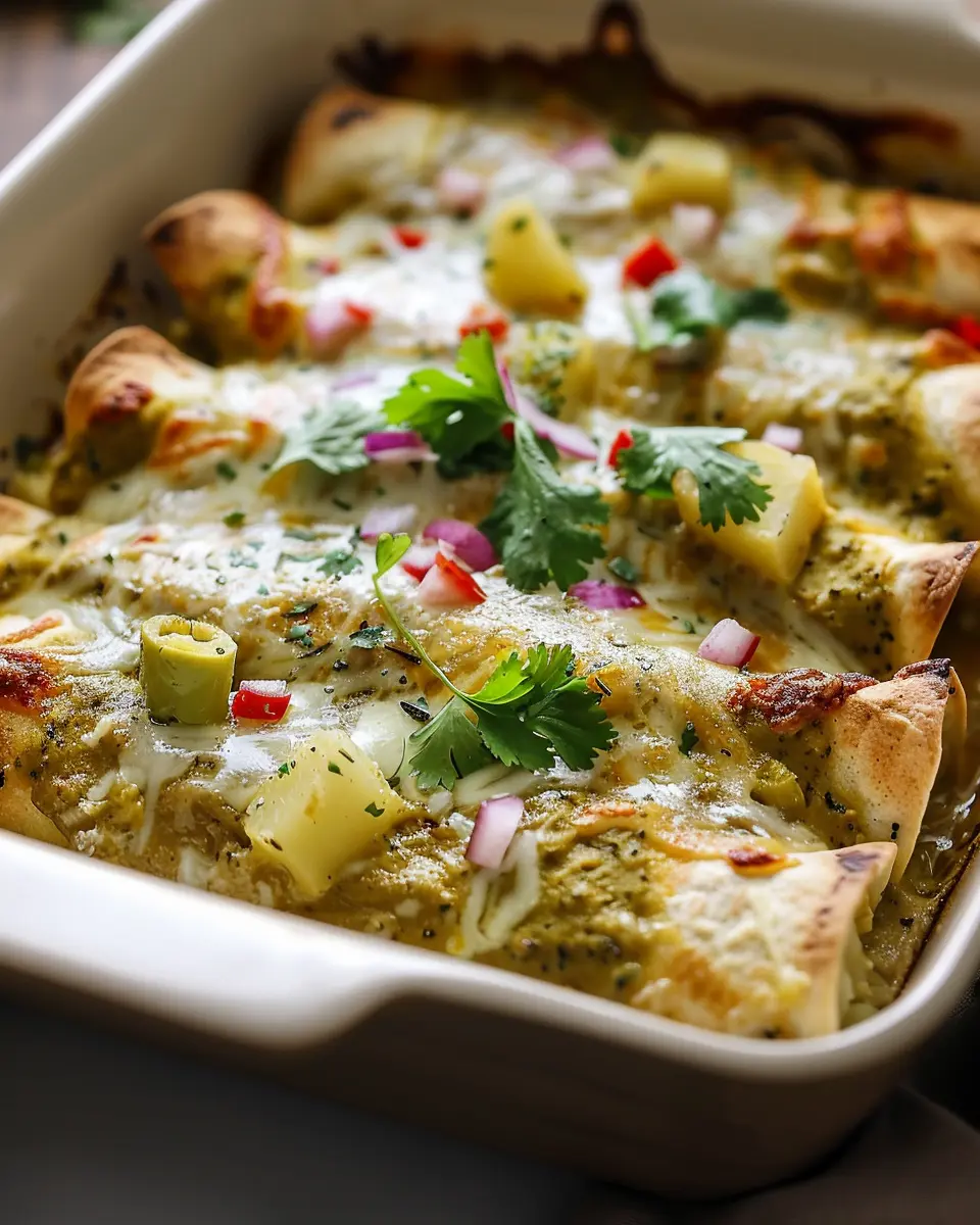 Plant-based Potato Green Chili Enchiladas: Easy and Delicious Comfort Food