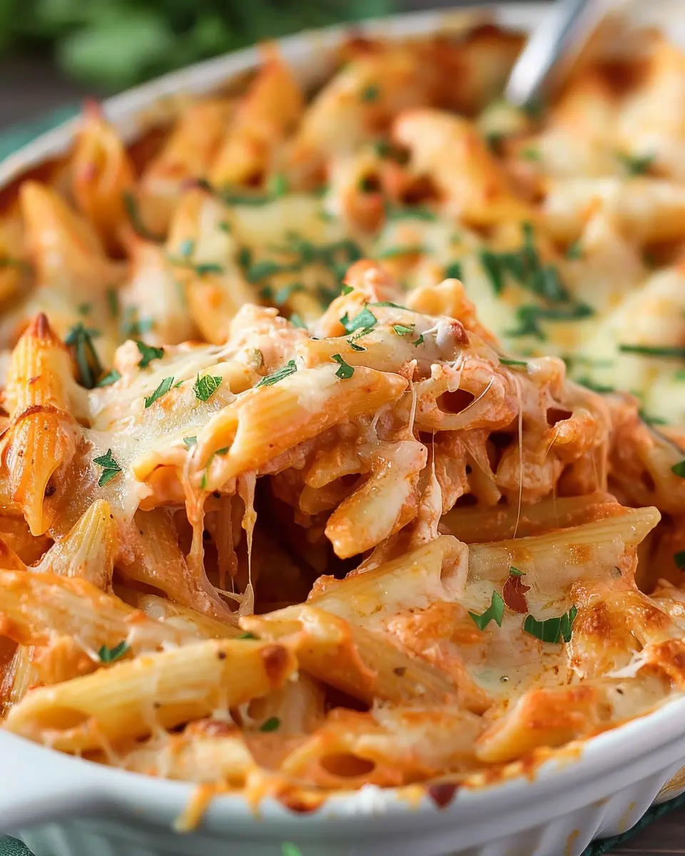 Easy Baked Penne Pasta with Turkey Bacon and Chicken Ham Delight