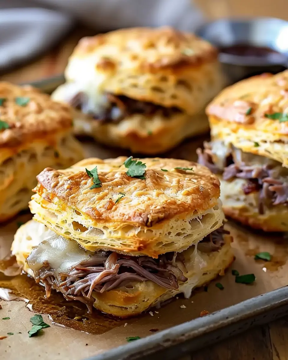 Baked French Dip Biscuits Recipe: Indulgent Turkey Bacon Delight