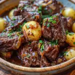 Slow Cooker Garlic Butter Beef with Potatoes