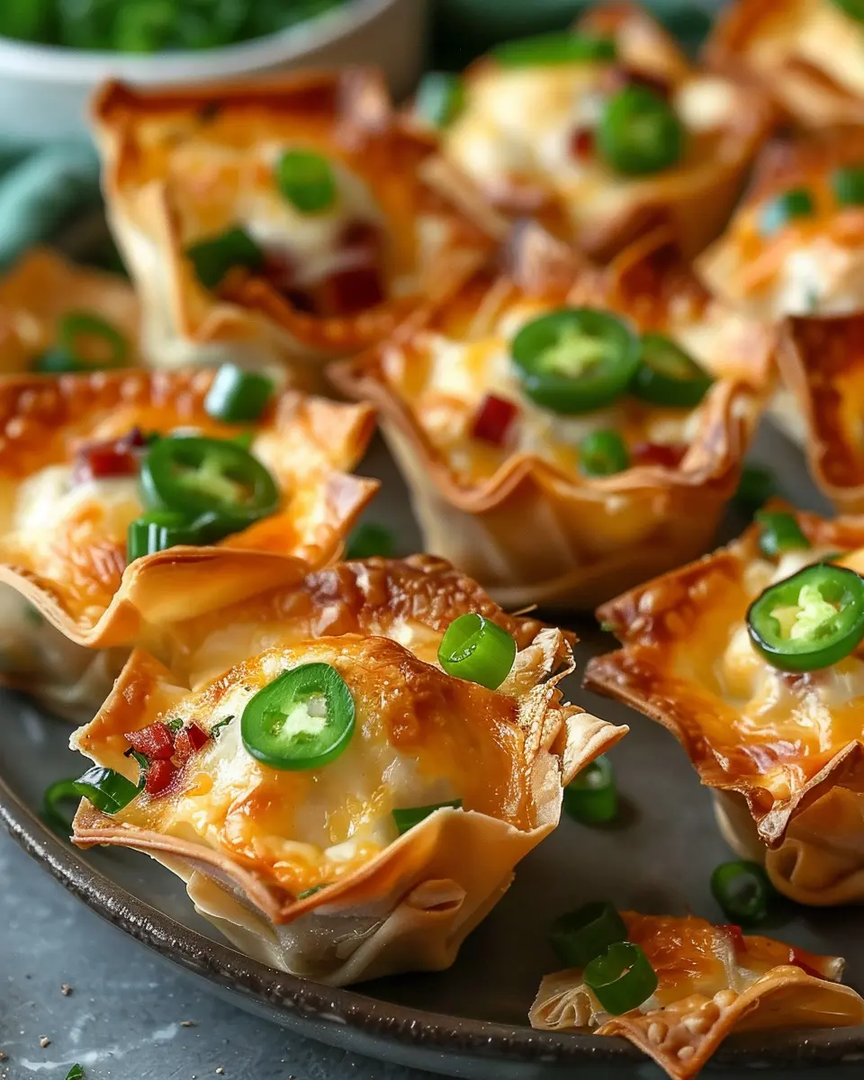 Jalapeno Popper Wonton Cups with Turkey Bacon: Easy and Delicious