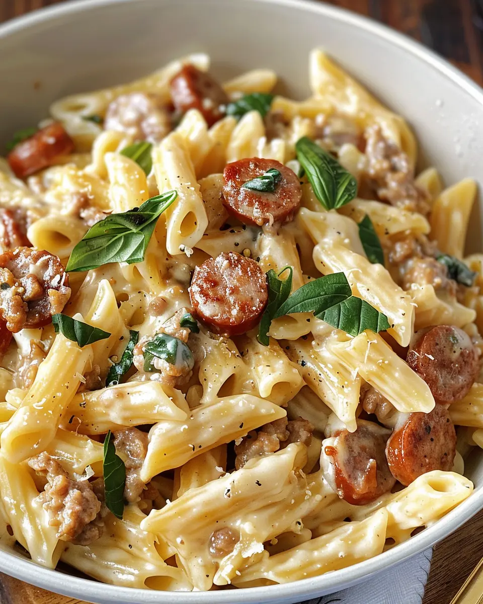 Tuscan Sausage Pasta in Creamy Sauce for a Cozy Dinner Delight